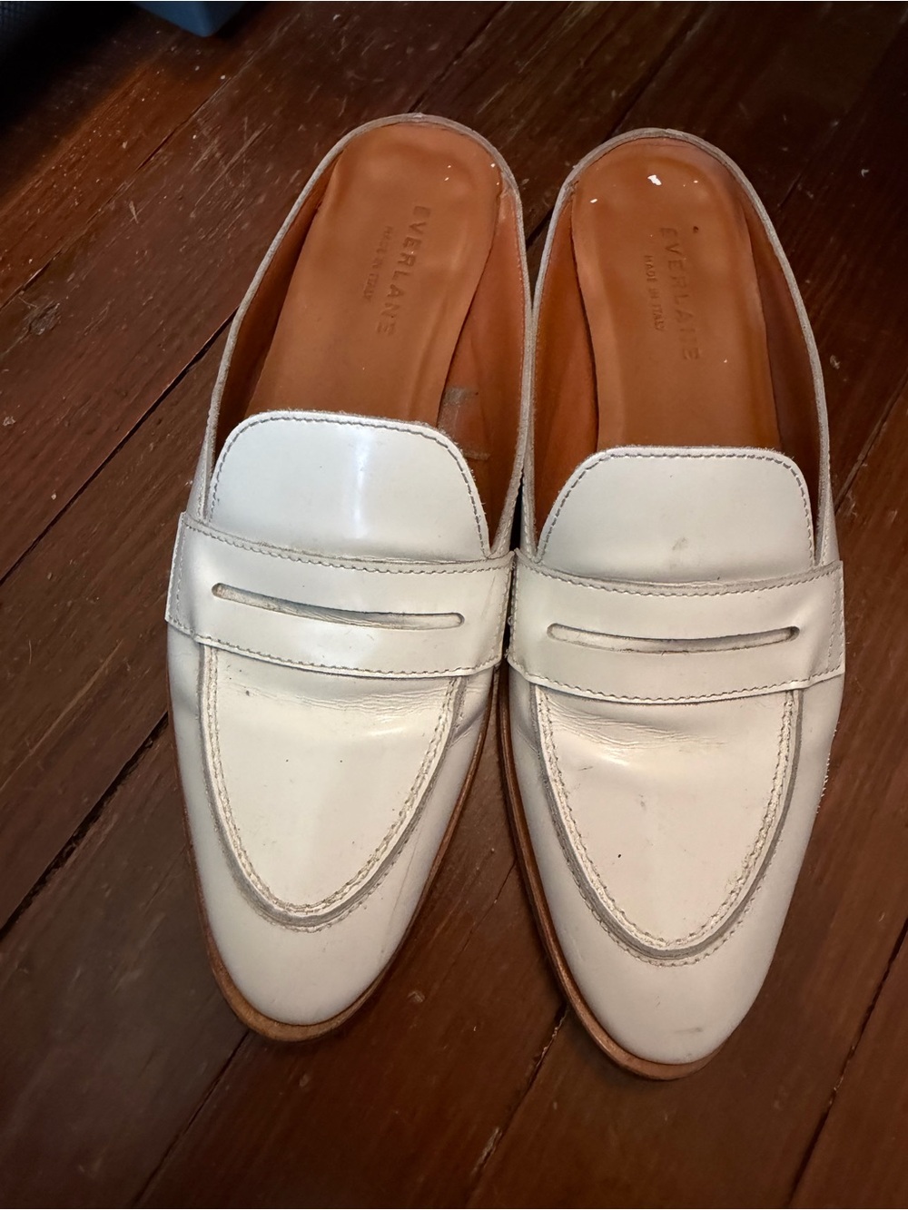 Everlane White Leather Penny Loafer Mules